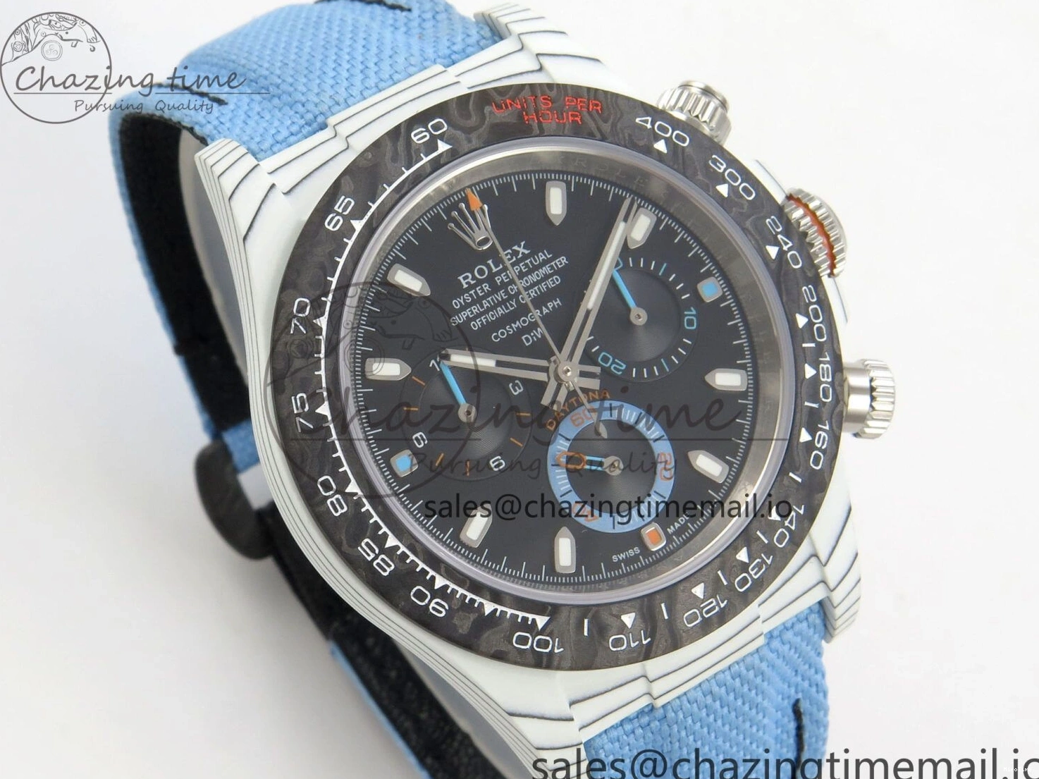 MiroTime 0403 Attractive Daytona DIW Carbon Case and Bezel DIWF Edition Black Dial on Blue Nylon Strap A 71